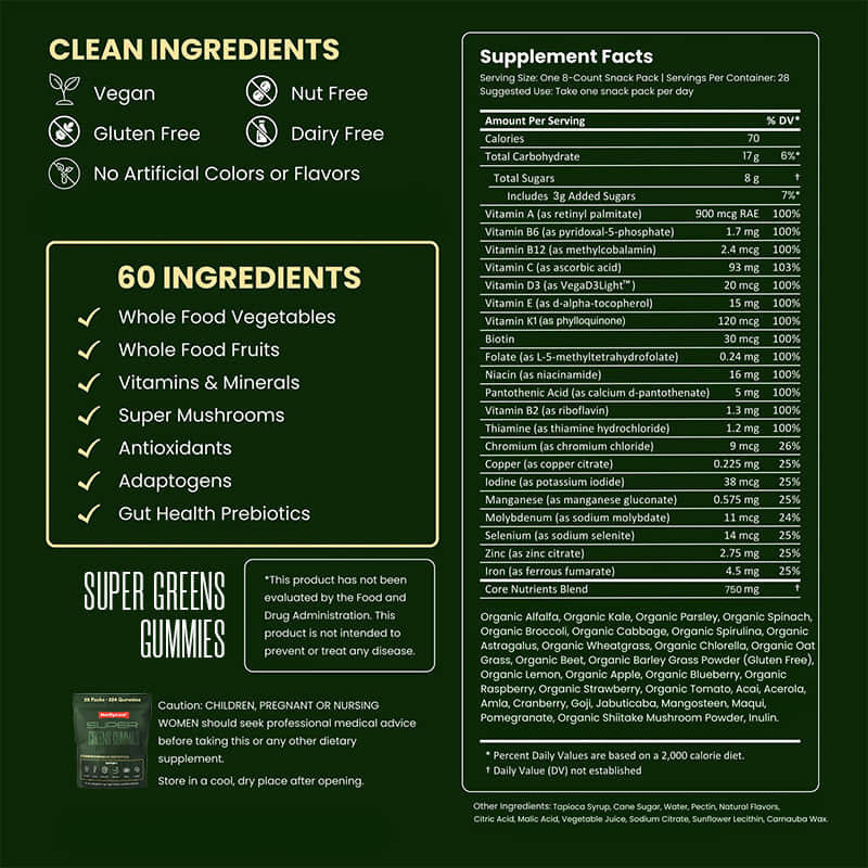 Yeşil Çay Sakızları Multivitamin Takviyesi Spirulina Tozu Bağırsak Sağlığını Artırır Bağışıklığı Destekler