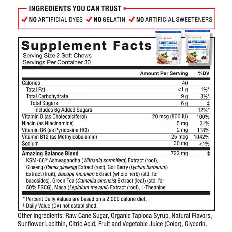 Toptan Ashwaganda Stresle Başa Çıkmak İçin Yumuşak Çiğnemeler