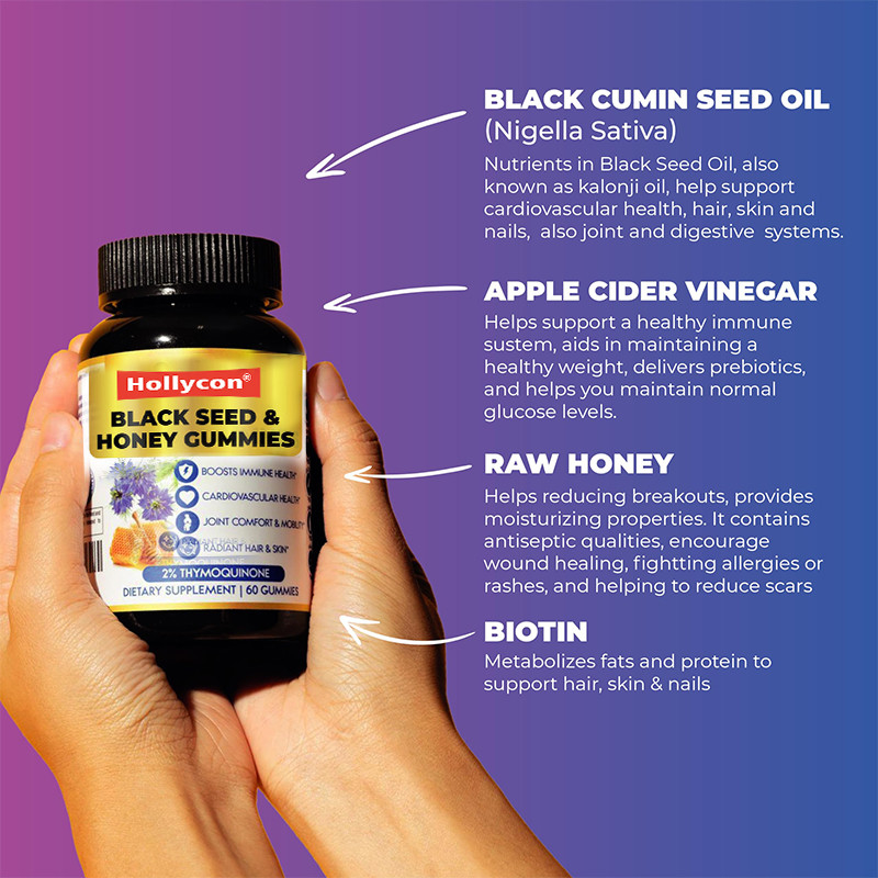 Siyah Tohum Yağı ve Bal Sakızları 200mg Siyah Tohum Yağı Ekstraktı Bağışıklık Desteği İçin