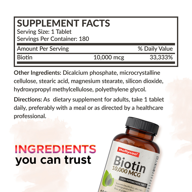 OEM Biotin Kapsülleri Saç Büyümesi için 10,000mcg Sağlıklı Cilt ve Tırnaklar İçin Biotin
