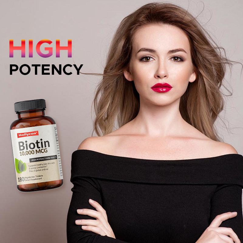 OEM Biotin Kapsülleri Saç Büyümesi için 10,000mcg Sağlıklı Cilt ve Tırnaklar İçin Biotin