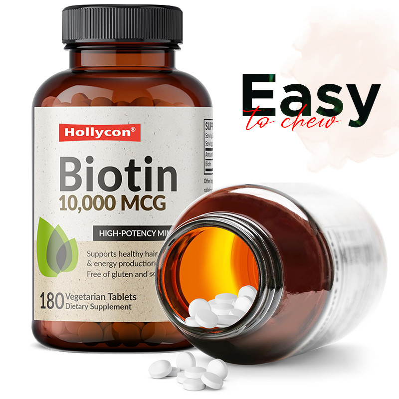 OEM Biotin Kapsülleri Saç Büyümesi için 10,000mcg Sağlıklı Cilt ve Tırnaklar İçin Biotin