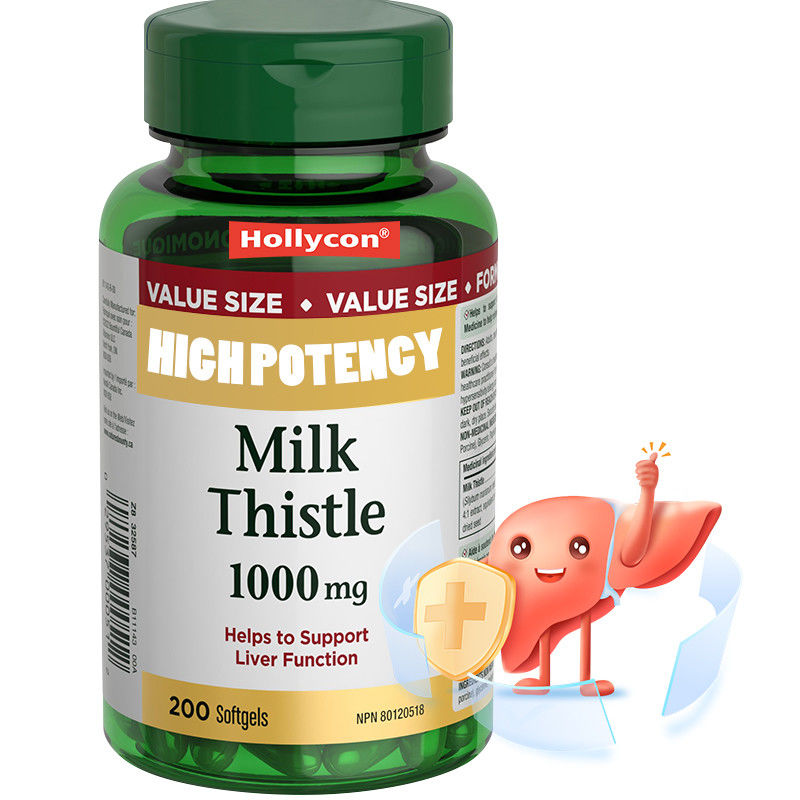 Karaciğer fonksiyonunu desteklemek için OEM Süt Thistle Softgels 1000mg Süt Thistle Softgels