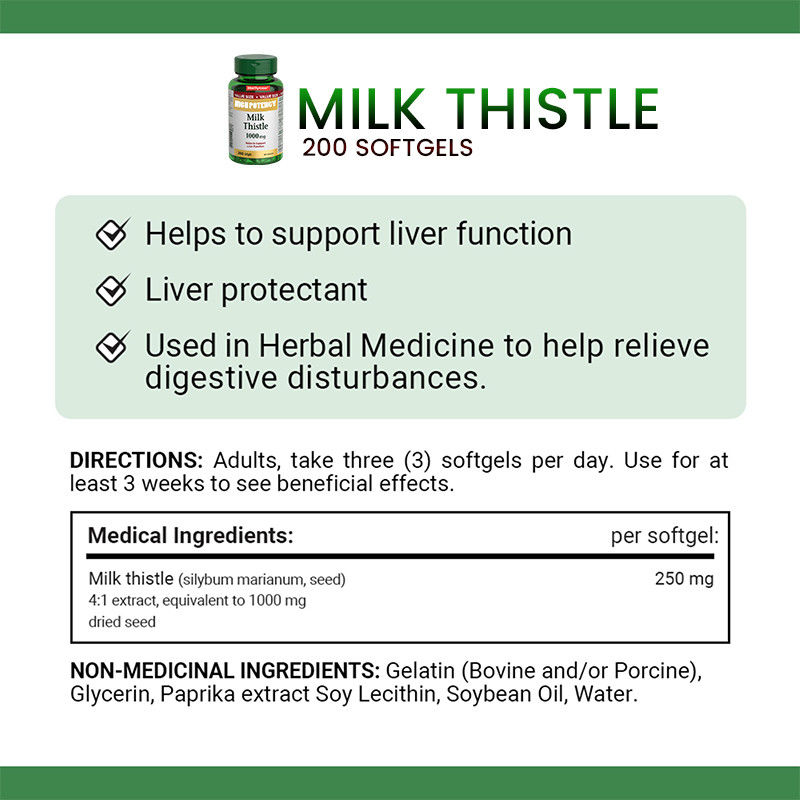 Karaciğer fonksiyonunu desteklemek için OEM Süt Thistle Softgels 1000mg Süt Thistle Softgels