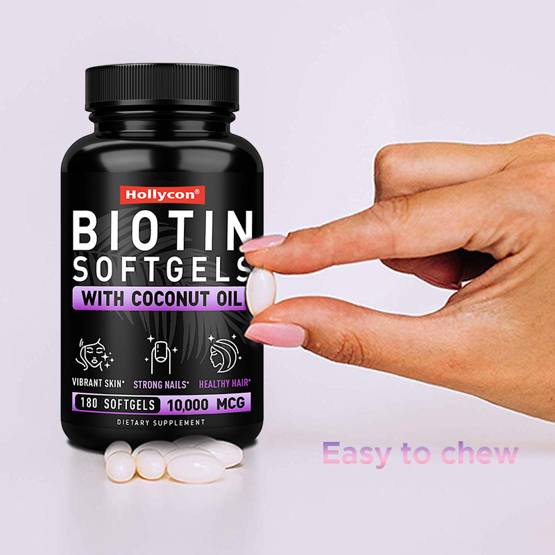 OEM Biotin Yumuşak Geller Güçlü Tırnaklar Biotin Kokos Yağıyla Saçlar Biotin Yumuşak Geller