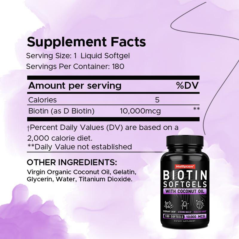 OEM Biotin Yumuşak Geller Güçlü Tırnaklar Biotin Kokos Yağıyla Saçlar Biotin Yumuşak Geller