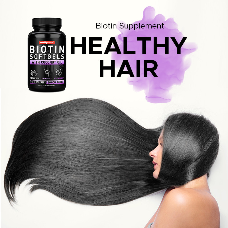 OEM Biotin Yumuşak Geller Güçlü Tırnaklar Biotin Kokos Yağıyla Saçlar Biotin Yumuşak Geller