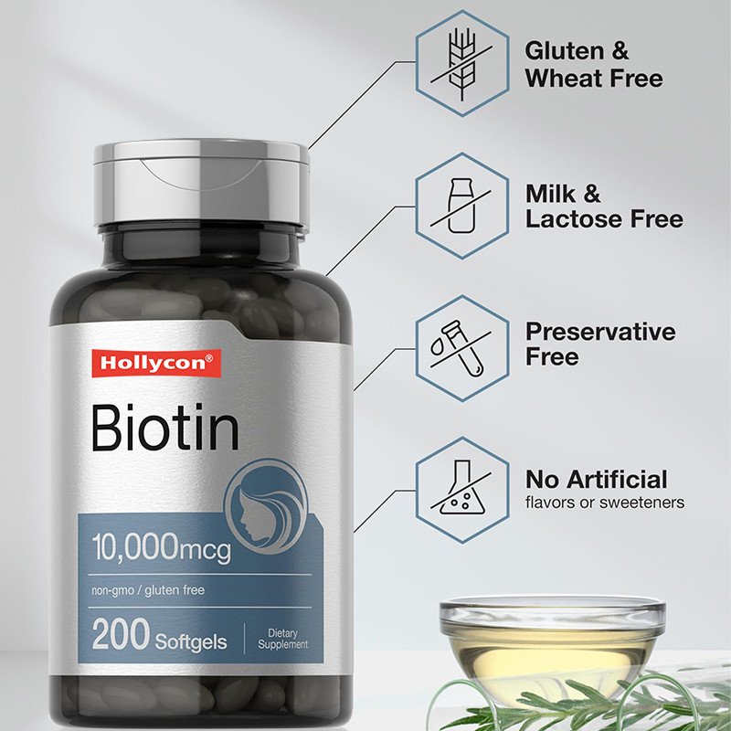 Saç Sağlığı için Biotin Takviyesi 10,000mcg Saç ve Tırnak Sağlığı İçin Biotin Yumuşak Jeli