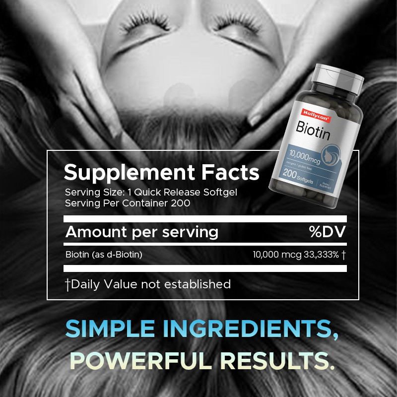 Saç Sağlığı için Biotin Takviyesi 10,000mcg Saç ve Tırnak Sağlığı İçin Biotin Yumuşak Jeli