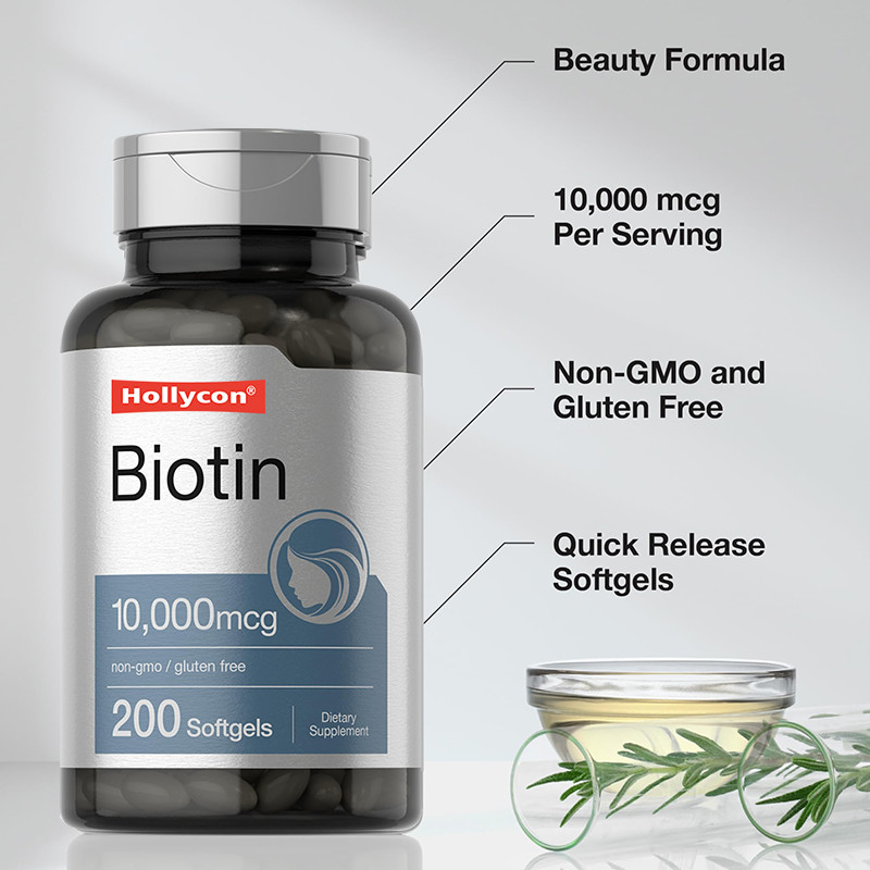 Saç Sağlığı için Biotin Takviyesi 10,000mcg Saç ve Tırnak Sağlığı İçin Biotin Yumuşak Jeli