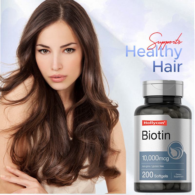 Saç Sağlığı için Biotin Takviyesi 10,000mcg Saç ve Tırnak Sağlığı İçin Biotin Yumuşak Jeli