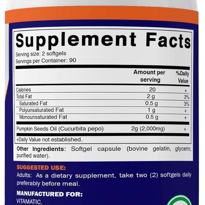 OEM Balkabağı Tohumu Yağı Kafatası Sağlığını Artırmak İçin Softgels 2000 mg Balkabağı Tohumu Yağı