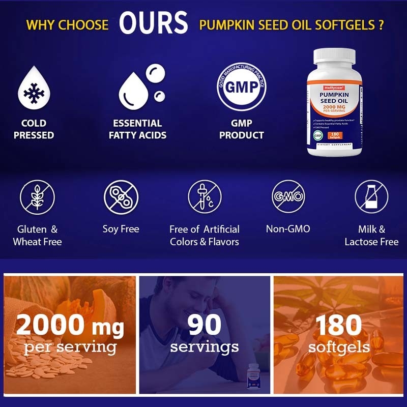 OEM Balkabağı Tohumu Yağı Kafatası Sağlığını Artırmak İçin Softgels 2000 mg Balkabağı Tohumu Yağı