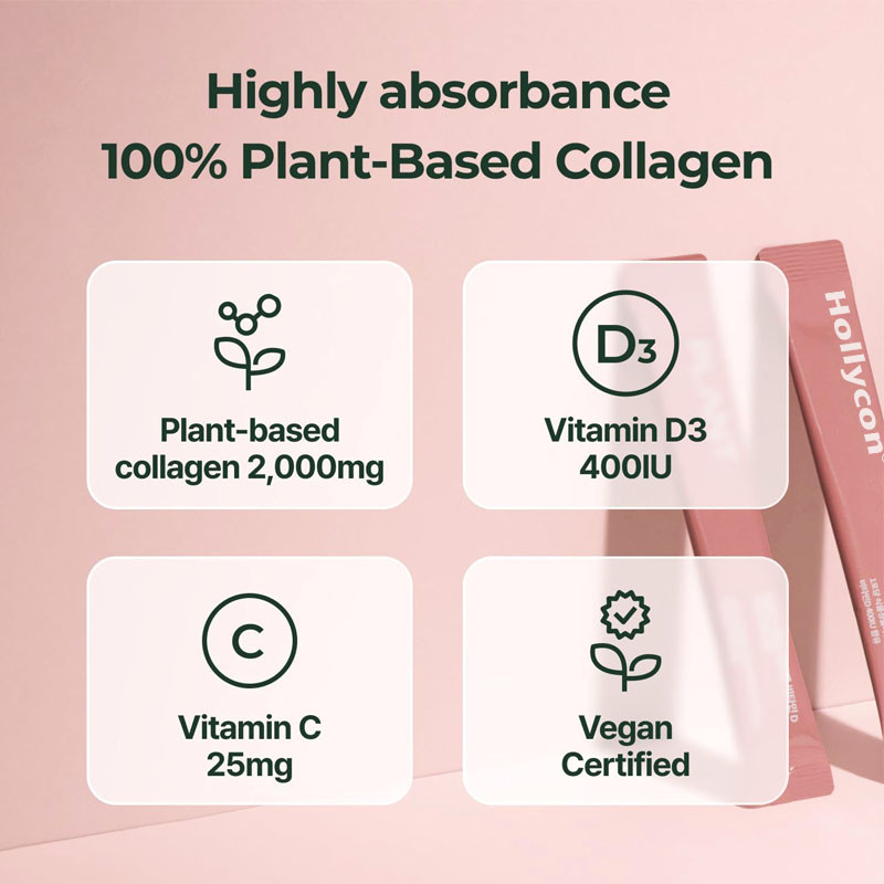Sağlıklı kemikleri desteklemek için 400 IU D3 vitamini olan vegan kolajen jöle çubukları
