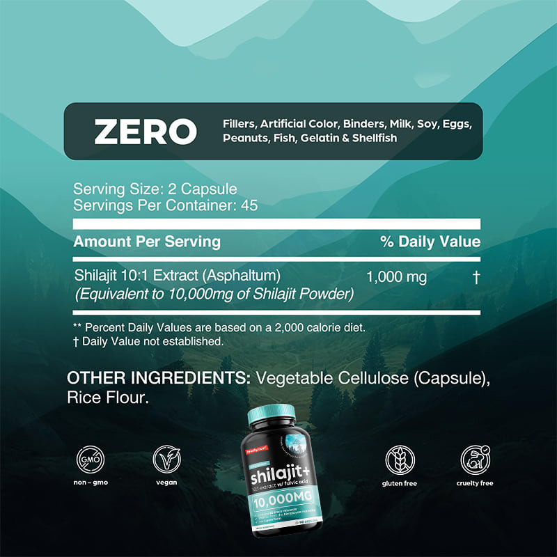 OEM Temiz Himalaya Shilajit 10000mg Organik Shilajit Kapsülleri Bağışıklık Desteği İçin