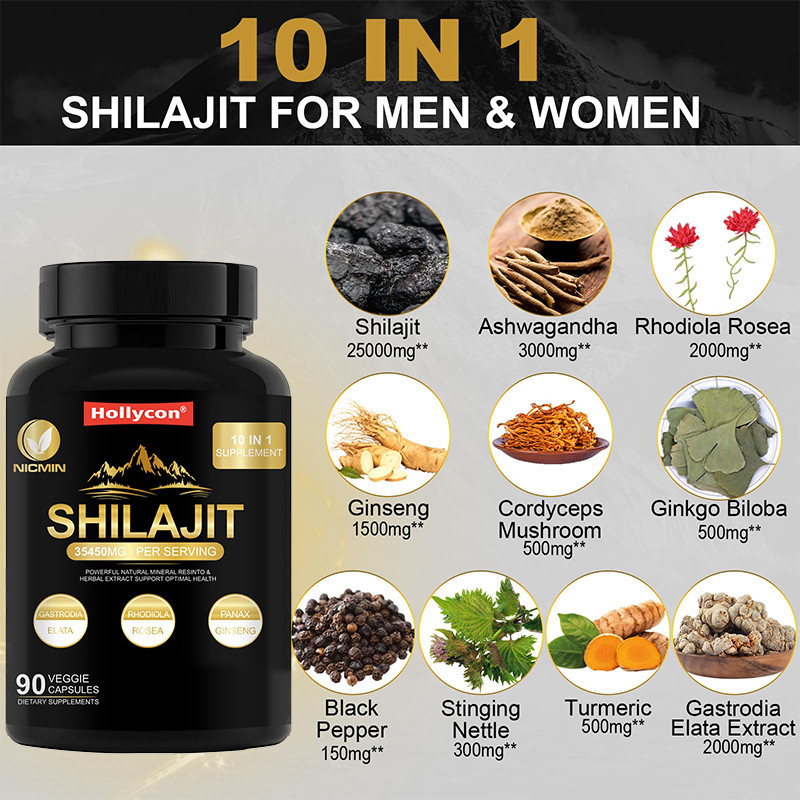 Bağışıklık Desteği İçin Saf Himalaya Organik Shilajit Takviyesi 25000mg Shilajit Kapsülleri