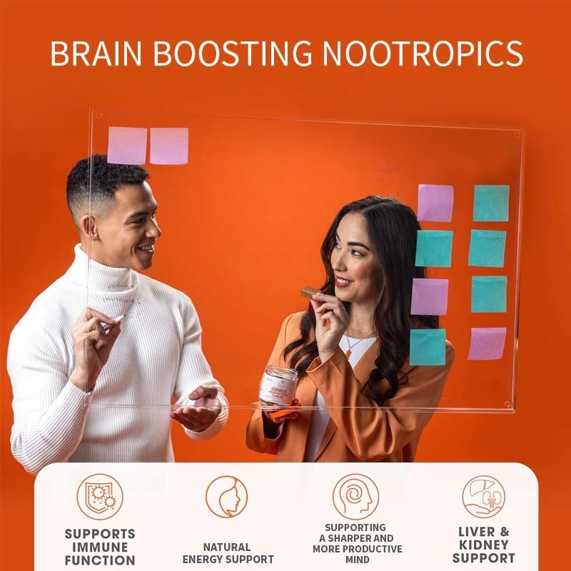 Fabrika Bitki Cordyceps Nootropik Mantar Destek Enerji Odak Beyin Sağlığı Bağışıklık Ganoderma Lucidum Mantar Yumuşak Çiğnenir
