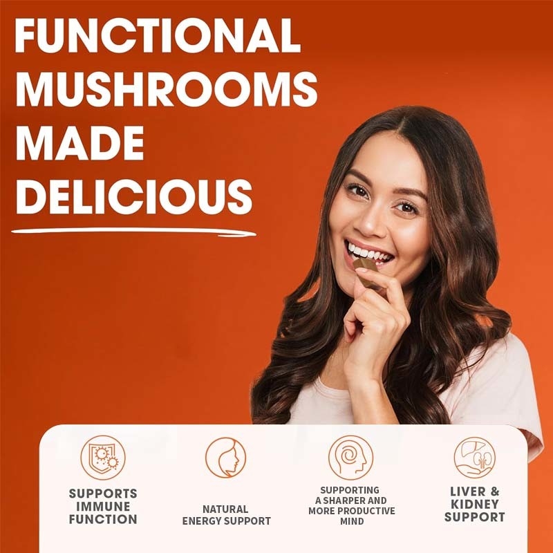 Fabrika Bitki Cordyceps Nootropik Mantar Destek Enerji Odak Beyin Sağlığı Bağışıklık Ganoderma Lucidum Mantar Yumuşak Çiğnenir