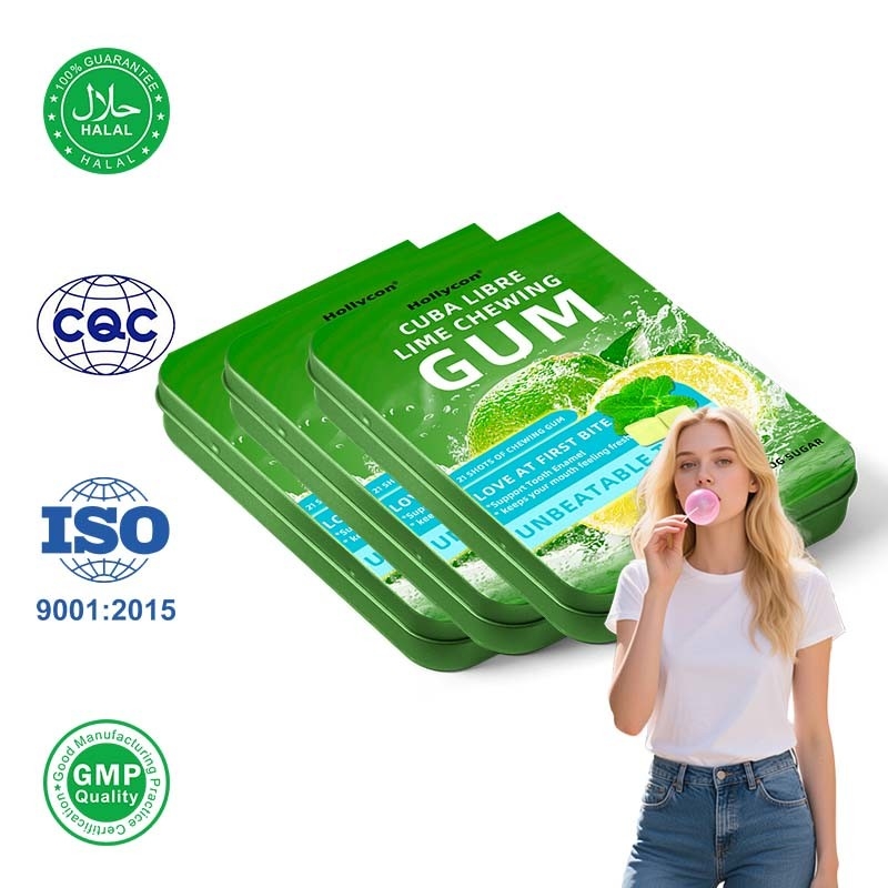 Özel etiket mojito kokteyl aroması dolu rom sakız teneke şekersiz mojito kireç çiğneme dişi emaye desteği için sakız