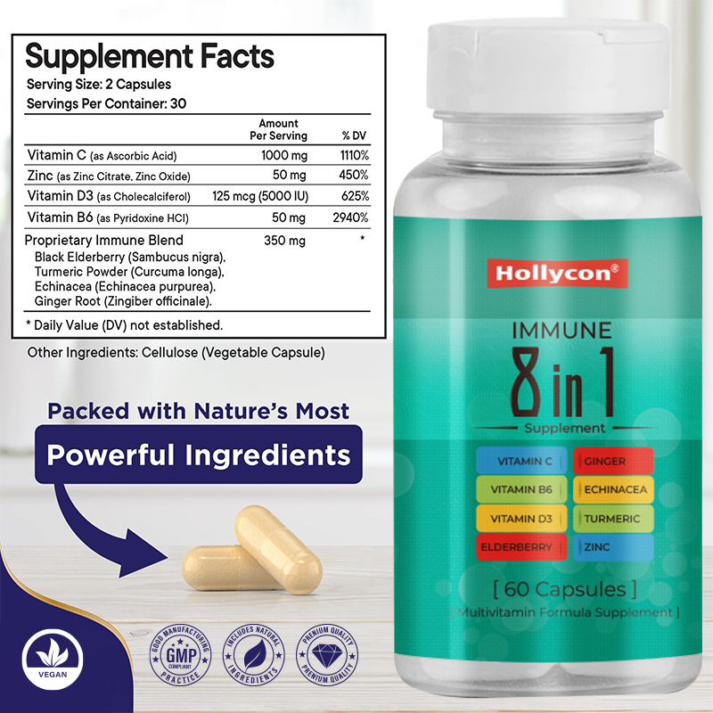 Bağışıklık Desteği Kapsülleri OEM Etiketi Yetişkinler için Multivitamin Formül Takviyesi Bağışıklık Fonksiyonunu Desteklemeye Yardımcı Olur