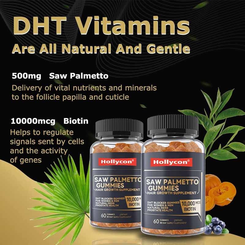 Kadınlar ve Erkekler için Fabrika Saç Uzatma Takviyesi DHT Blocker Gummies Hormonal Denge Desteği  Prostat Sağlığı Saw Palmetto Gummies