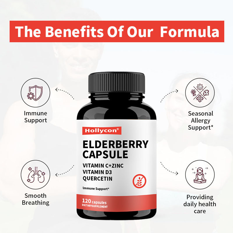 OEM Mürver Vitamin C ve Çinko 120 Kapsül Bağışıklık Desteği Bitkisel Takviye Doğal Bağışıklık Güçlendirici Mürver Kapsülü