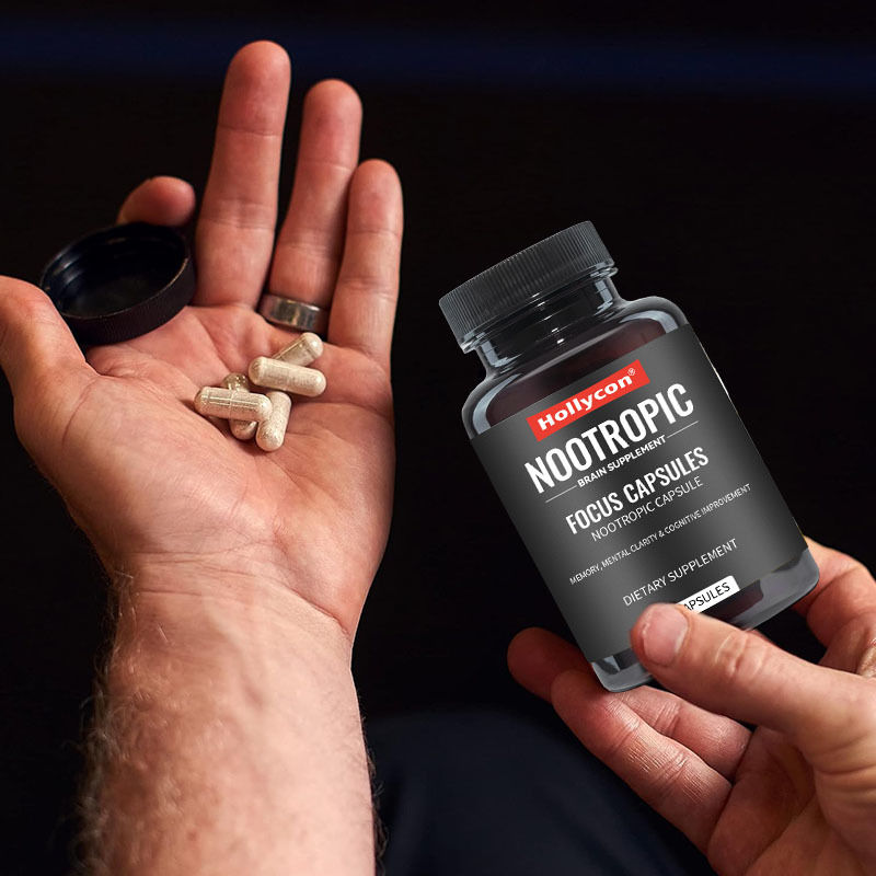 OEM L-Teanin Vitamin B6 ile Fokus Kapsülleri Hafıza Zihinsel Açıklık ve Bilişsel Gelişim Nootropik Beyin Takviyesi