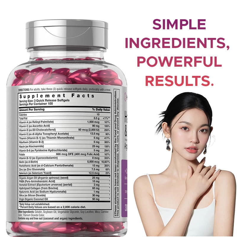 Biyotin Saç Büyümesi Yumuşak Geller Saç Derisi ve Tırnaklar Vitaminler Kolajen C Vitamini Asıl Üretici