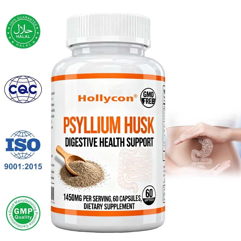 Psyllium Husk Kapsülleri 60 Sayı Bağırsak ve Kolon Destek Takviyesi Sindirim Sağlığını ve Düzenliliğini Artırır GMO Olmayan, Yüksek Lif Formülü Özel Etiket, OEM Mümkün, Fabrika Fiyatı
