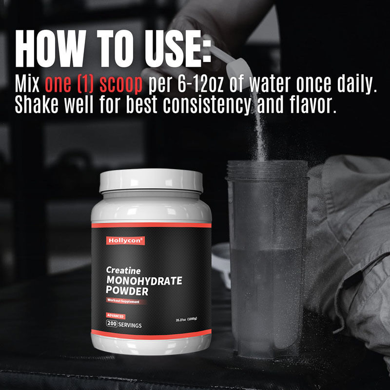 OEM Mikronize Öncesi Antrenman Sonrası Antrenman Takviyesi Erkekler ve Kadınlar için Enerji Desteği Kolay Karışır Kreatin Monohidrat Tozu