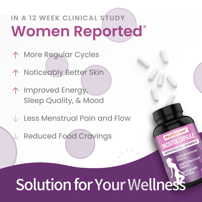 OEM Premium Inositol Takviyesi Inositol Artı oranı Sağlıklı hormon dengesi ve kadınlar için sağlıklı yumurtalık desteği Inositol kapsülü