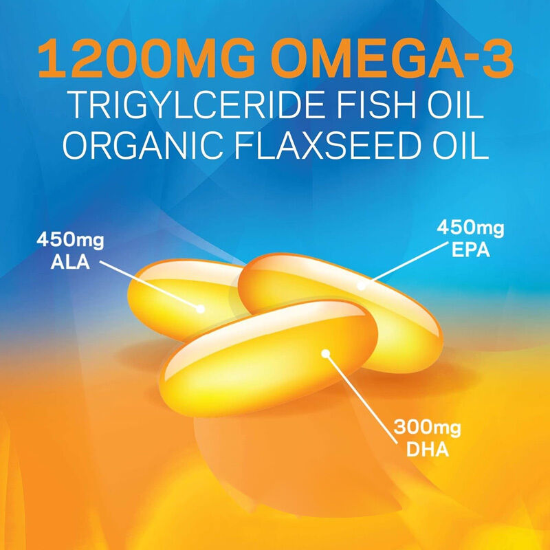 OEM 1200mg Göz Beslenmesi İçin Omega 3 Takviyesi Organik Keten Tohumu Trigliserit Balık Yağı ve E Vitamini Omega 3 Yumuşak Kapsül