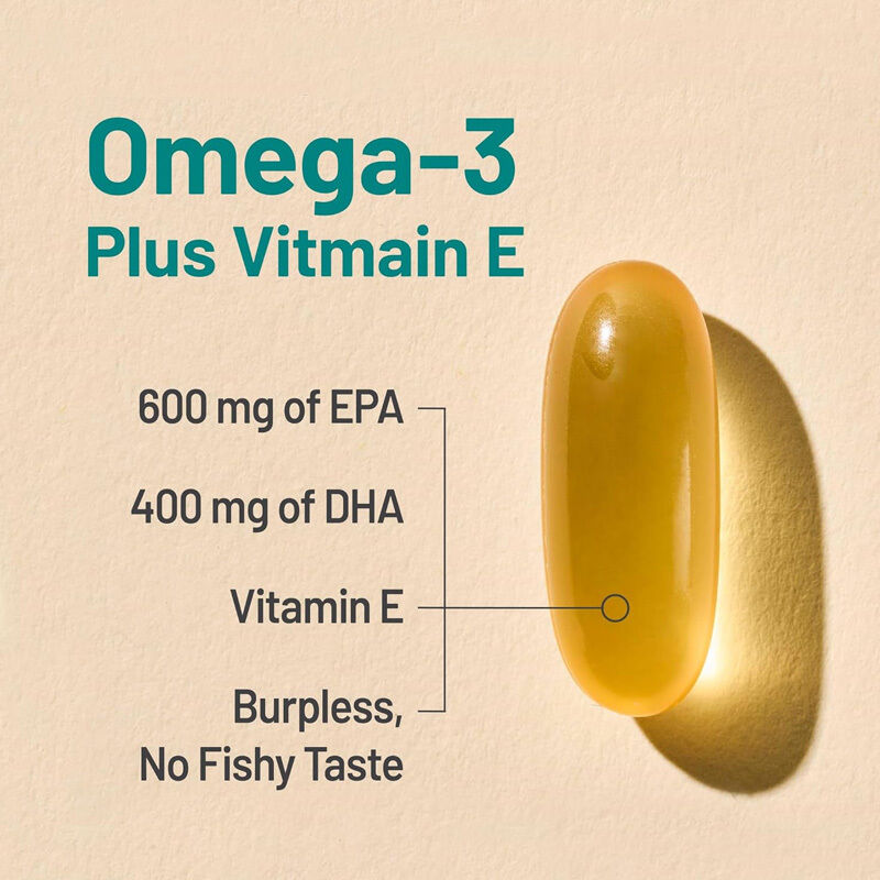 OEM Omega 3 Takviyesi 1000mg Porsiyon Başına 600 EPA & 400 DHA ve E Vitamini Desteği ile Kalp ve Beyin Sağlığı İçin Omega 3 Balık Yağı