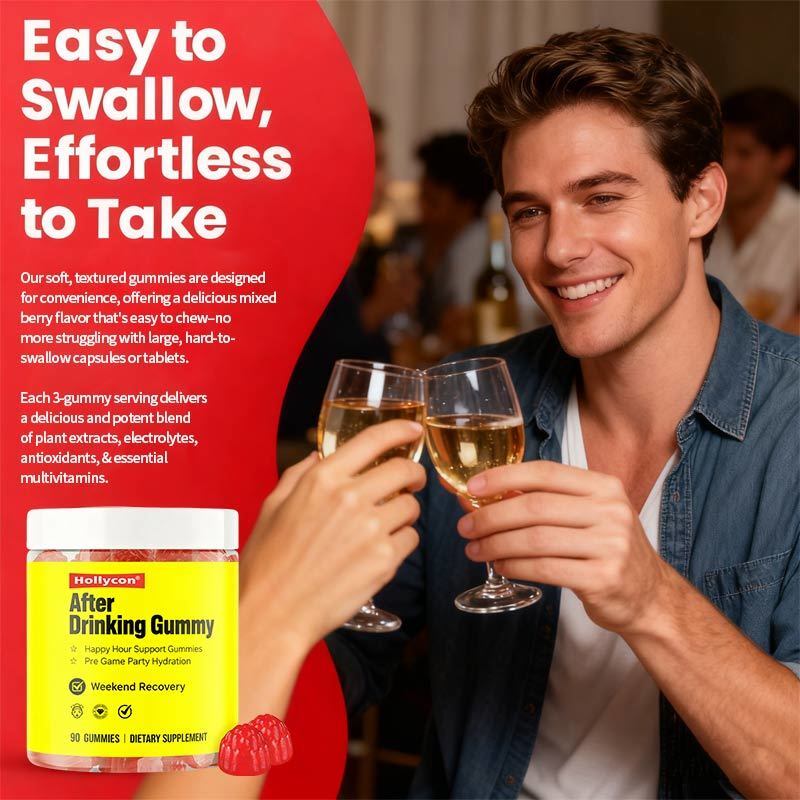 OEM Happy Hour Gummies Supplement Pre Game Party Hidrasyon Elektrolitler Alkol DHM Süt Kirpi Gummy İçtikten Sonra