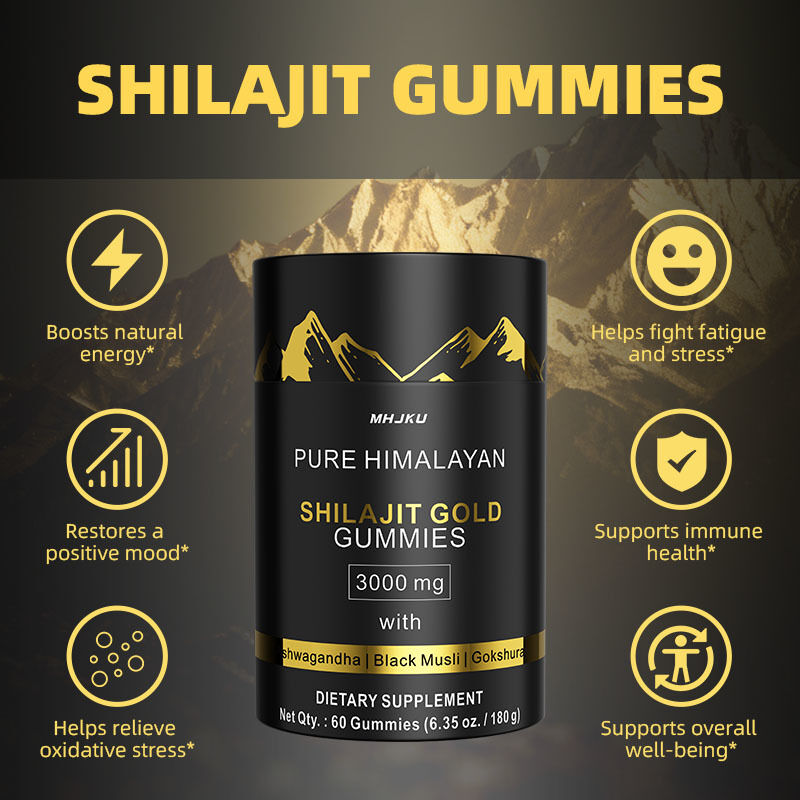 Özel Etiket Ashwagandha ile Shilajit Sakızları Enerjiyi Artırır Egzersiz Geliştirir Bağışıklığı Geliştirir Saf Himalaya Shilajit Takviyesi
