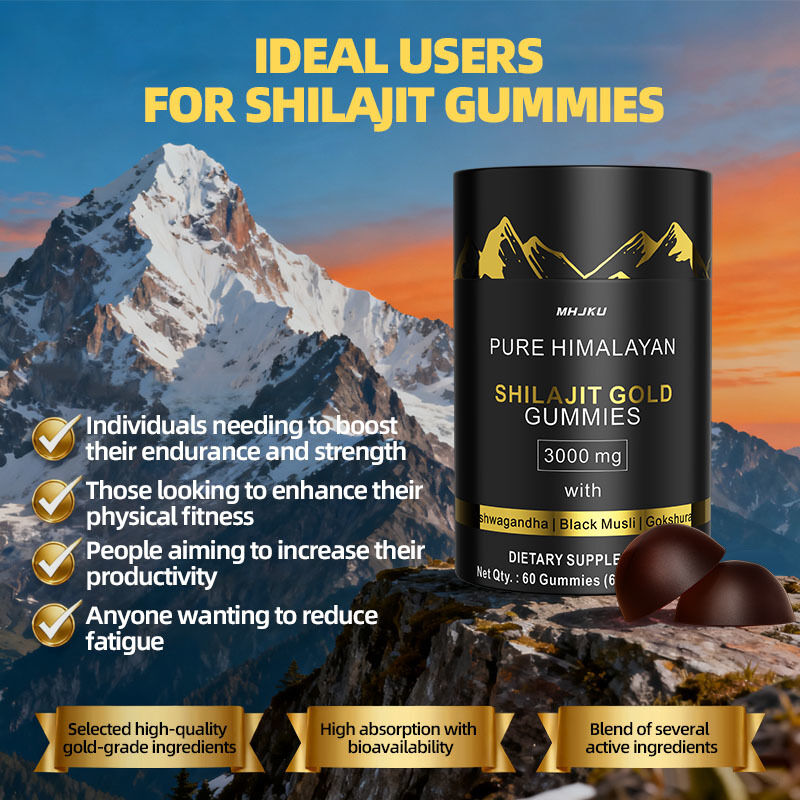 Özel Etiket Ashwagandha ile Shilajit Sakızları Enerjiyi Artırır Egzersiz Geliştirir Bağışıklığı Geliştirir Saf Himalaya Shilajit Takviyesi