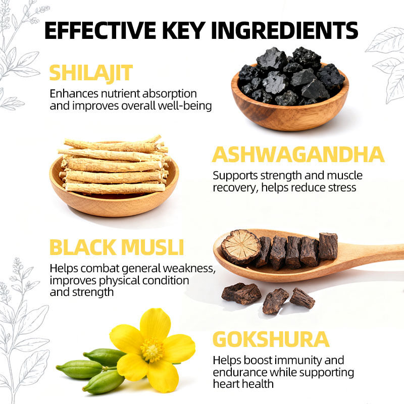 Özel Etiket Ashwagandha ile Shilajit Sakızları Enerjiyi Artırır Egzersiz Geliştirir Bağışıklığı Geliştirir Saf Himalaya Shilajit Takviyesi