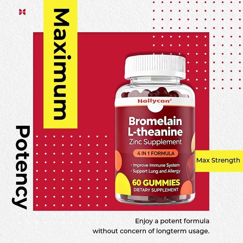 Özel Etiket Bromelain L-teanin Çinko Takviyesi Çocuklar için Vegan Takviyeleri Yetişkinler Quercetin Sakızları