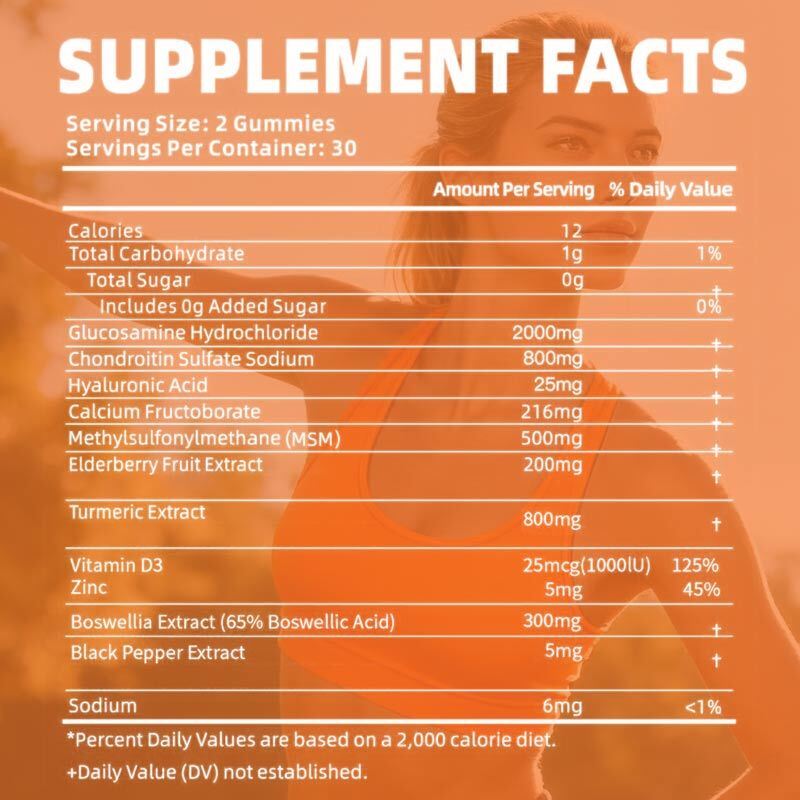 OEM Glucosamine Chondroitin Gummies MSM Elderberry Ekstra Güçli Eklem Bağışıklık Destek Takviyesi Glucosamine Chondroitin