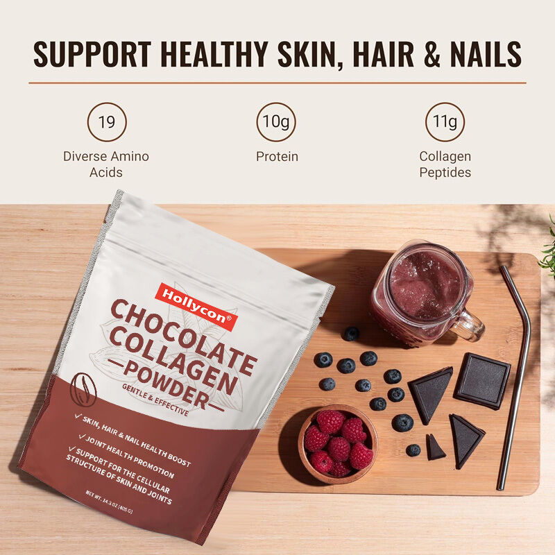 OEM Kolajen Peptidleri Toz Saç Cilt Tırnak Eklem Destek Tipi I & III Otla Beslenen Kolajen Takviyeleri Çikolatalı Kolajen Tozu