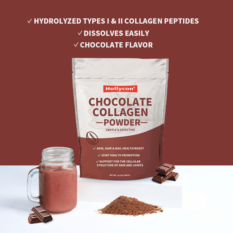 OEM Kolajen Peptidleri Toz Saç Cilt Tırnak Eklem Destek Tipi I & III Otla Beslenen Kolajen Takviyeleri Çikolatalı Kolajen Tozu