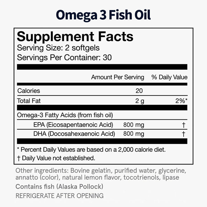 Kadınlar ve Erkekler İçin EPA ve DHA İçeren OEM Günlük Balık Yağı Omega 3 Takviyesi Eklemleri Destekler Omega 3 Balık Yağı