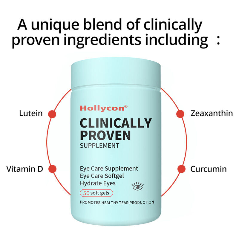 OEM Klinik olarak kanıtlanmış takviye Uzun süreli rahatlama için iç gözleri nemlendirmek için kuru gözler Kuraklık göz bakım takviyesi