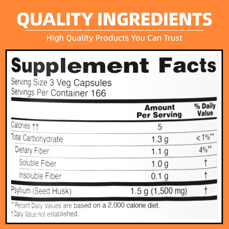 OEM/ODM Adult Psyllium Husk Capsules Digestive Health & Regularity Support Gluten-Free Dietary Supplement