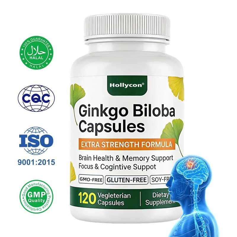 OEM / ODM Üretici Beyin Sağlığı ve Hafıza Destek Odaklanma ve Bilişsel Destek için Ginkgo Biloba Ekstraksiyonu Ginkgo Biloba Kapsülleri
