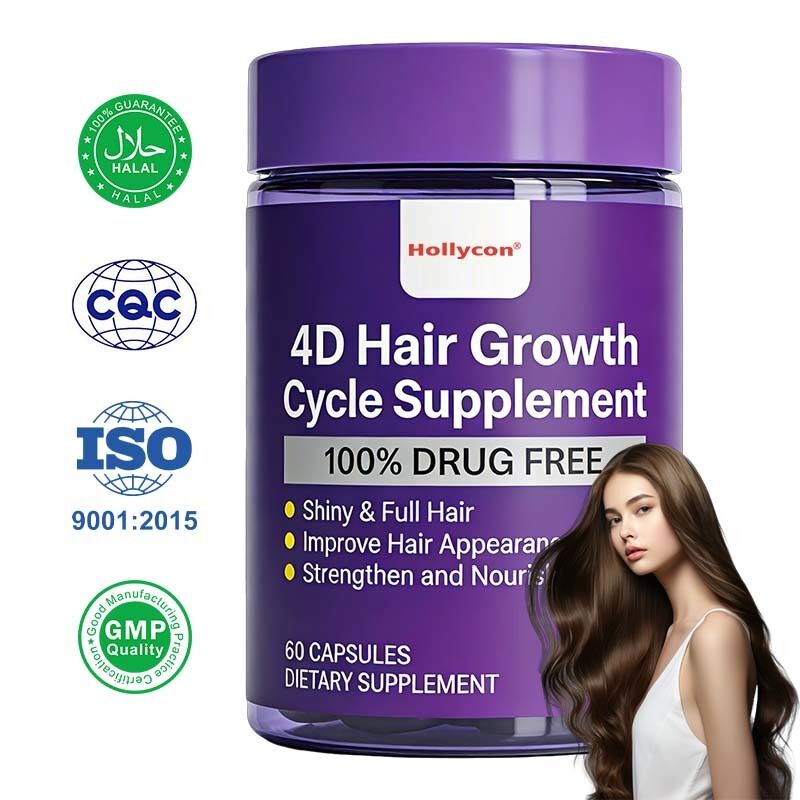 OEM/ODM Manufacturer 4D Hair Growth Cycle Supplement for Women for Full & Strong Shiny & Nourished Hair with Keratin & Biotin