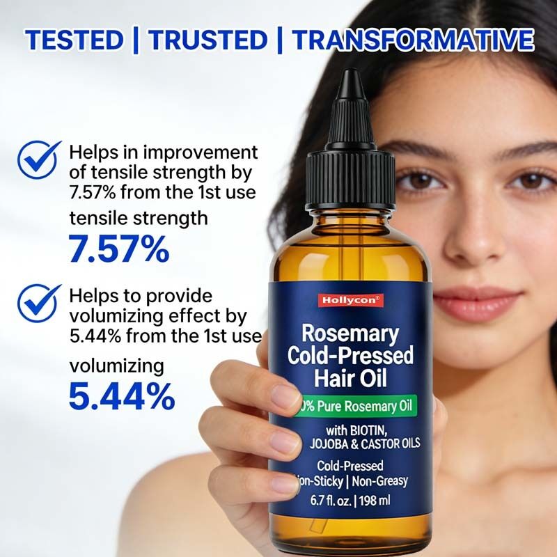 OEM/ODM Rosemary Biotin Castor & Jojoba Cold Pressed Hair Growth Oil for Thicker Fuller Hair & Nourished Scalp