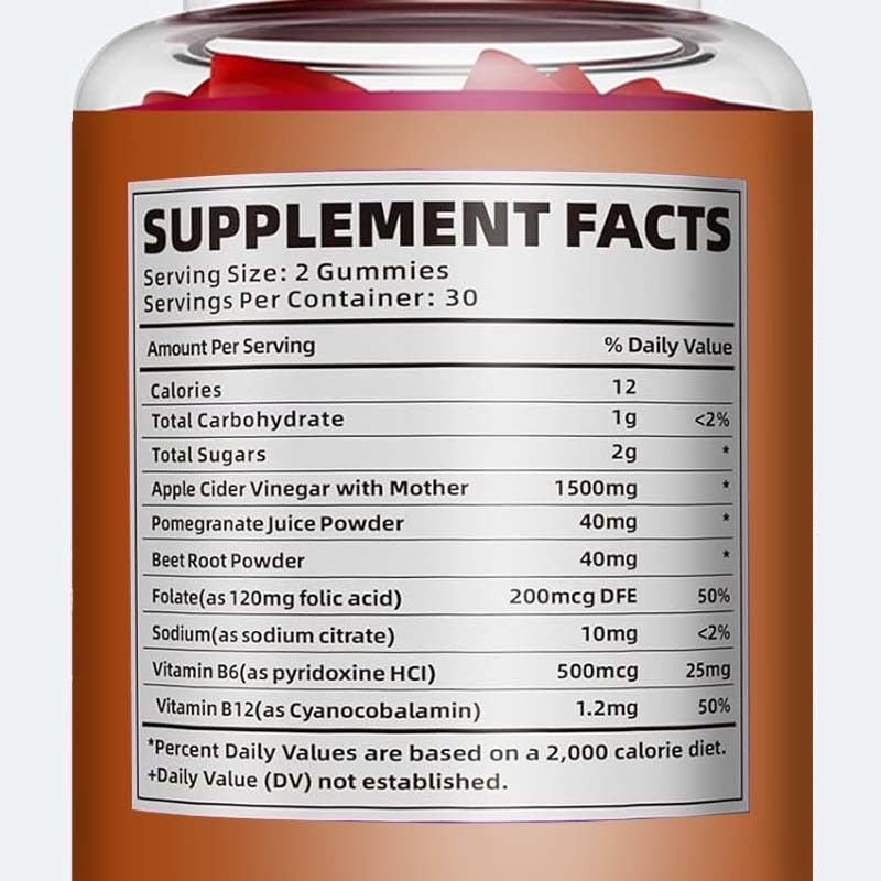 Enerjiyi artırmak için ileri kilo kaybı takviyesi Detox & Temizle Saç ve Cilt Sindirim desteği Elma sirkesi sakızları