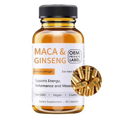 Erkekler İçin Libido Ginseng Maca Kökü Takviyesi Kapsüllerini Artırma
