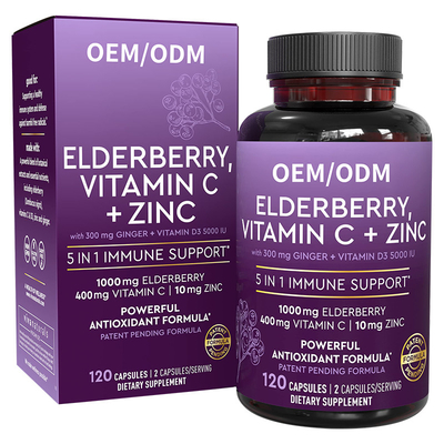 C Vitamini + Çinko Mürver Kapsülleri Yetişkinler İçin Antioksidan Bağışıklık